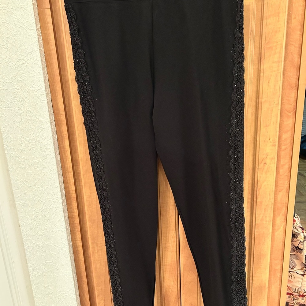 Frank Lyman Design Black Tux style Trousers - Picture 2 of 4